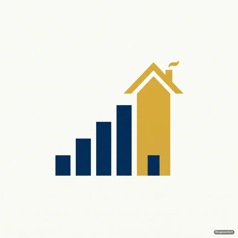 Ansteigender Balkendiagramm-Chart, der organisch in die Form eines Hauses übergeht – Symbolbild für Altersvorsorgedepot