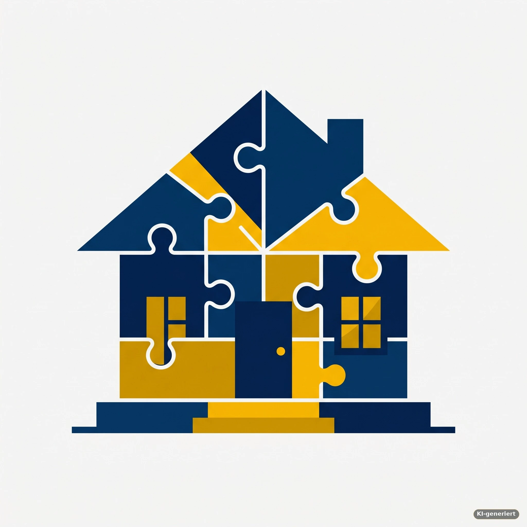 Puzzleteile fügen sich zu einem Haus zusammen – Symbolbild für die Kombination von Finanzierungsbausteinen