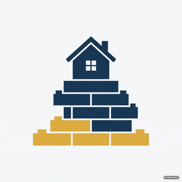 Haus auf einem Fundament aus gestapelten Bausteinen, symbolisch für den Aufbau von Eigenkapital – Symbolbild für Eigenkapital für Immobilien