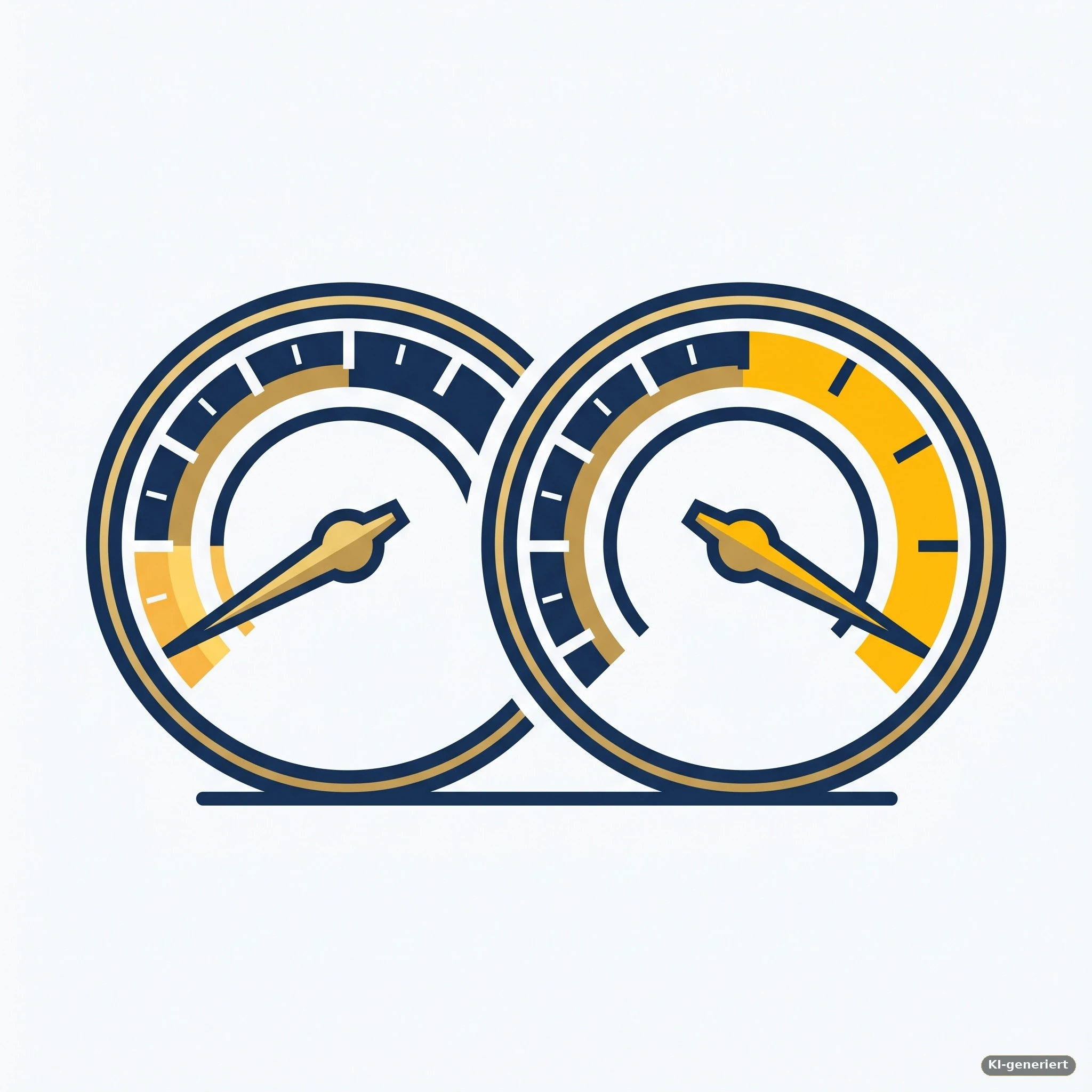 Zwei Tachometer, einer im schnellen und einer im langsamen Bereich – Symbolbild für schnellen und langsamen Bauspartarif